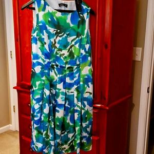 Jones New York Dress, Sleeveless Multi Color Size 14 NWT